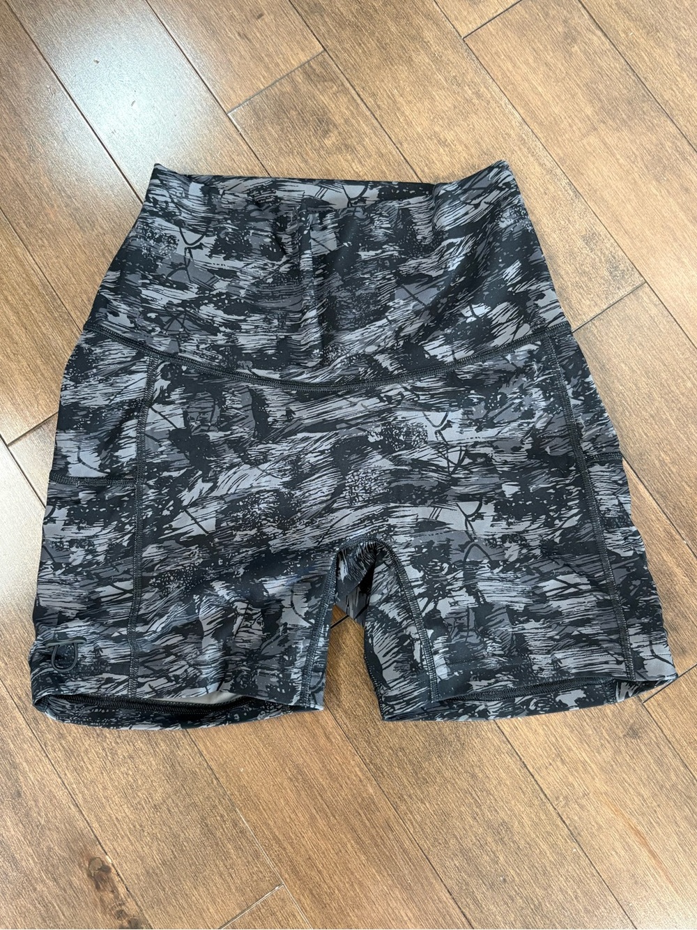 Gymshark Legacy Logo Tight Shorts, Black Grey Camo, Size S